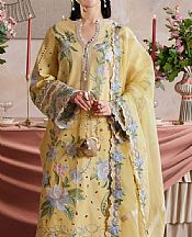 Maryam Hussain Sand Gold Lawn Suit- Pakistani Designer Lawn Suits
