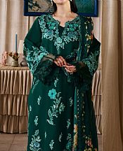 Maryam Hussain Bottle Green Lawn Suit- Pakistani Lawn Dress