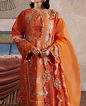 Maryam Hussain Bright Orange Lawn Suit- Pakistani Designer Lawn Suits