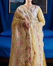 Maryam Hussain Off White/Pale Yellow Lawn Suit- Pakistani Lawn Dress