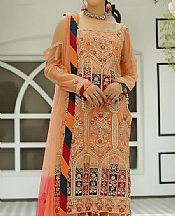 Atomic Tangerine Chiffon Suit- Pakistani Designer Chiffon Suit
