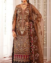 Maryams Brown Organza Suit- Pakistani Chiffon Dress