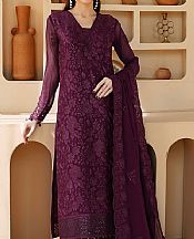 Maryams Egg Plant Chiffon Suit- Pakistani Chiffon Dress