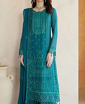 Maryams Teal Chiffon Suit- Pakistani Chiffon Dress