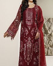 Maryams Maroon Chiffon Suit- Pakistani Designer Chiffon Suit