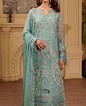 Maryams Sea Green Chiffon Suit- Pakistani Designer Chiffon Suit