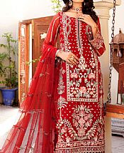 Maryams Red Chiffon Suit- Pakistani Designer Chiffon Suit