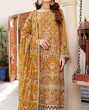 Maryams Mustard Chiffon Suit- Pakistani Designer Chiffon Suit