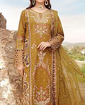 Maryams Golden Brown Lawn Suit- Pakistani Designer Lawn Suits