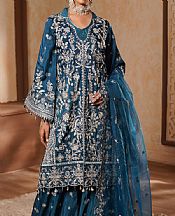 Maryams Navy Blue Silk Suit- Pakistani Chiffon Dress