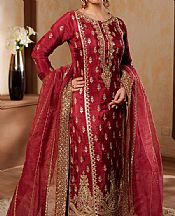 Maryams Crimson Silk Suit- Pakistani Chiffon Dress