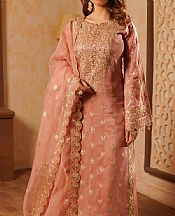 Maryams Peach Silk Suit- Pakistani Designer Chiffon Suit