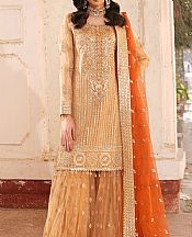 Maryams Fawn Organza Suit- Pakistani Designer Chiffon Suit