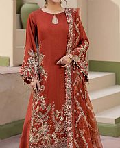 Maryams Auburn Red Silk Suit- Pakistani Designer Chiffon Suit