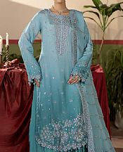 Maryams Turquoise Silk Suit- Pakistani Designer Chiffon Suit