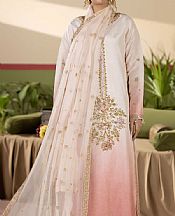 Maryams Ivory/Pink Silk Suit- Pakistani Chiffon Dress
