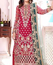 Maryams Hot Pink Organza Suit- Pakistani Designer Chiffon Suit