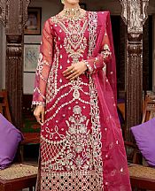 Maryams Deep Carmine Organza Suit- Pakistani Chiffon Dress