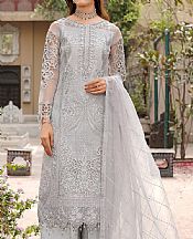 Maryams Grey Organza Suit- Pakistani Designer Chiffon Suit