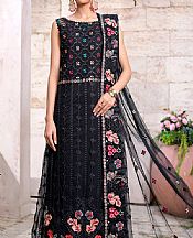 Maryams Black Net Suit- Pakistani Designer Chiffon Suit