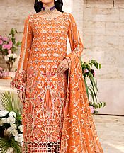 Maryams Safety Orange Chiffon Suit- Pakistani Designer Chiffon Suit