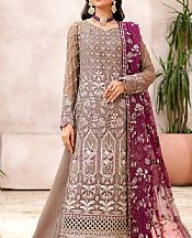 Maryams Grey/Plum Chiffon Suit- Pakistani Chiffon Dress