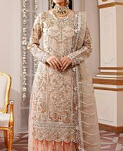 Maryams Ivory/Peach Organza Suit- Pakistani Designer Chiffon Suit