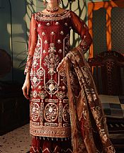Maryams Maroon Organza Suit- Pakistani Designer Chiffon Suit