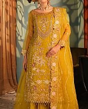 Maryams Mustard Organza Suit- Pakistani Designer Chiffon Suit