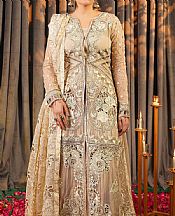Maryams Tan Organza Suit- Pakistani Designer Chiffon Suit