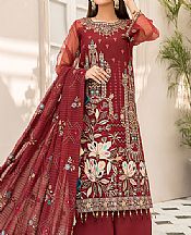 Auburn Red Organza Suit- Pakistani Chiffon Dress
