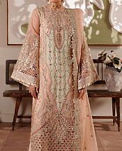 Maryams Peach Organza Suit- Pakistani Designer Chiffon Suit