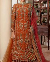 Maryams Orange Organza Suit- Pakistani Designer Chiffon Suit