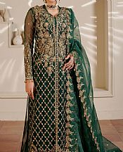 Maryams Green Organza Suit- Pakistani Designer Chiffon Suit