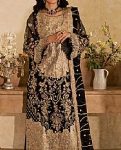 Maryum N Maria Golden Organza Suit- Pakistani Designer Chiffon Suit