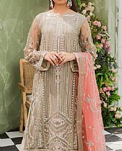 Maryum N Maria Beige Net Suit- Pakistani Designer Chiffon Suit