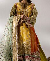 Maryum N Maria Mustard/Green Net Suit- Pakistani Designer Chiffon Suit