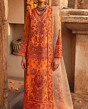 Maryum N Maria Safety Orange Organza Suit- Pakistani Designer Chiffon Suit