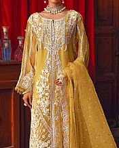 Maryum N Maria Mustard Organza Suit- Pakistani Designer Chiffon Suit