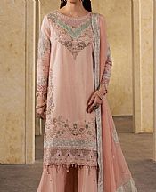 Maryum N Maria Peach Silk Suit- Pakistani Designer Chiffon Suit