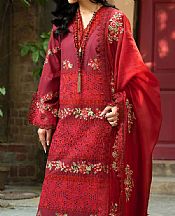 Maryam Hussain Wine Red Lawn Suit- Pakistani Designer Lawn Suits