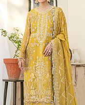 Maryum N Maria Saffron Yellow Chiffon Suit- Pakistani Designer Chiffon Suit