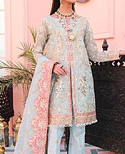 Sky Blue Organza Suit- Pakistani Designer Chiffon Suit