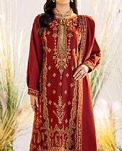 Maryum N Maria Red Leather Suit- Pakistani Winter Dress
