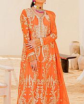 Maryum N Maria Safety Orange Chiffon Suit- Pakistani Designer Chiffon Suit