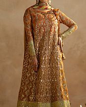 Maryum N Maria Bright Orange Organza Suit- Pakistani Chiffon Dress