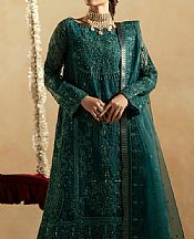Maryum N Maria Teal Organza Suit- Pakistani Designer Chiffon Suit