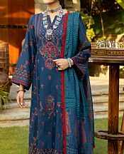 Denim Blue Cotton Silk Suit- Pakistani Winter Dress