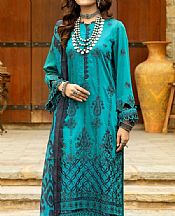 Mohagni Cyan Cotton Silk Suit- Pakistani Winter Dress