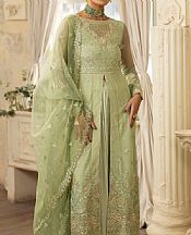 Mohagni Olive Net Suit- Pakistani Designer Chiffon Suit